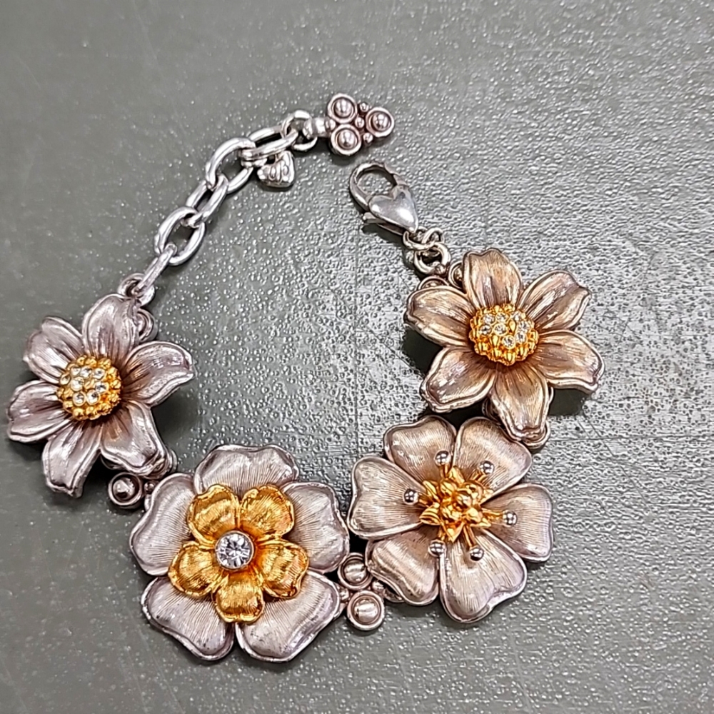 Brighton Silver and Gold Floral Bracelet